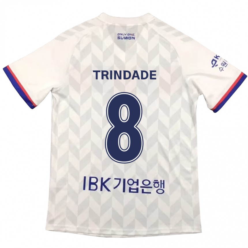 Kids Football Matheus Trindade #8 White Blue Away Jersey 2024/25 T-Shirt