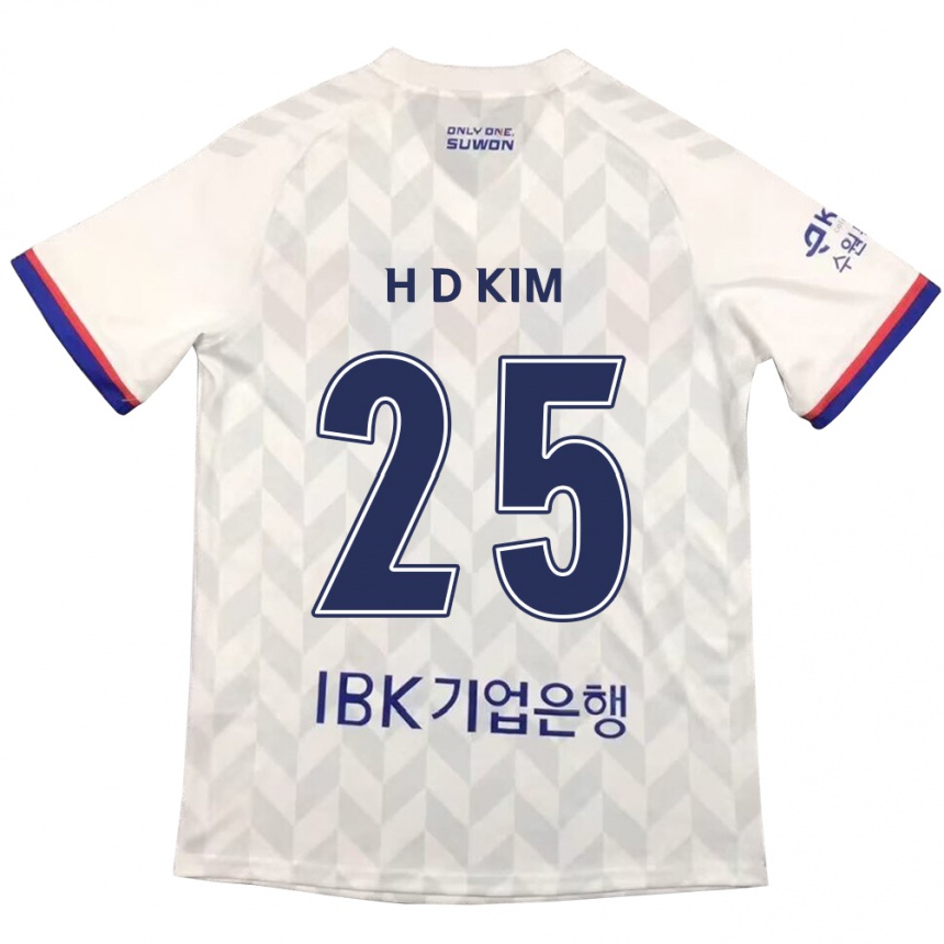 Kids Football Dae-Hyun Kim #25 White Blue Away Jersey 2024/25 T-Shirt