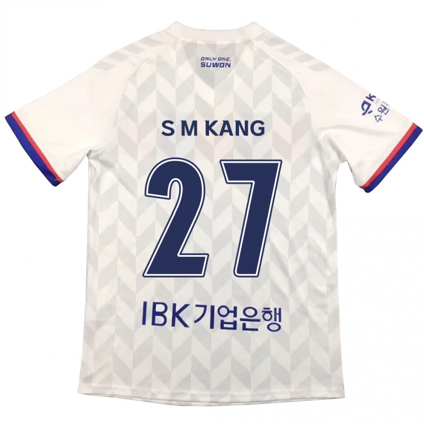 Kids Football Min-Sung Kang #27 White Blue Away Jersey 2024/25 T-Shirt