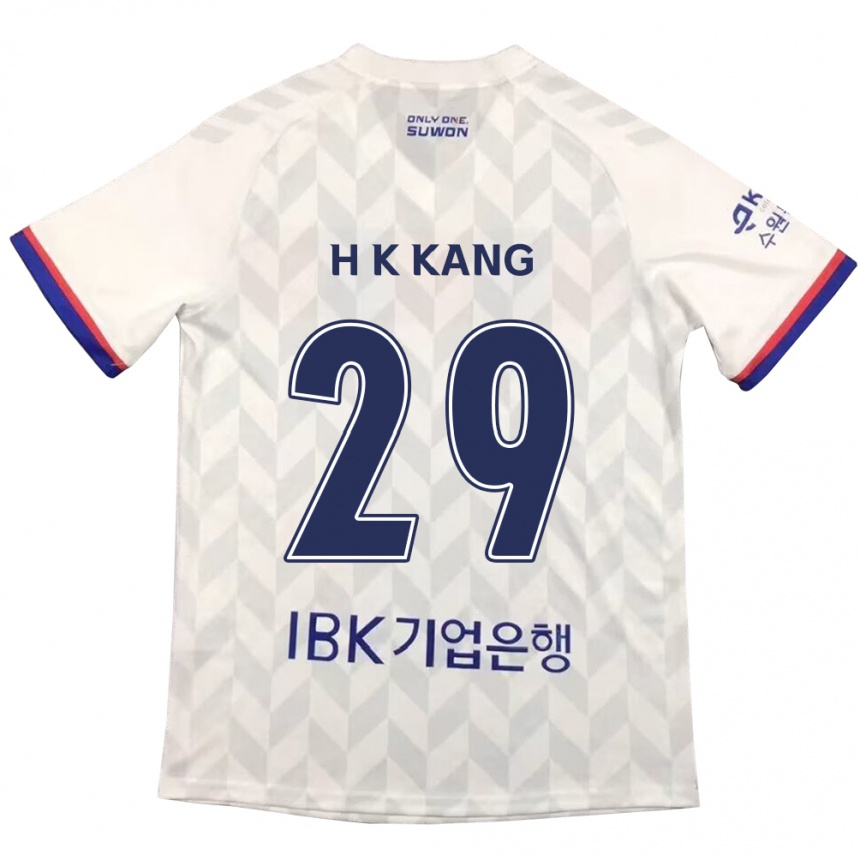 Kids Football Kyo-Hun Kang #29 White Blue Away Jersey 2024/25 T-Shirt