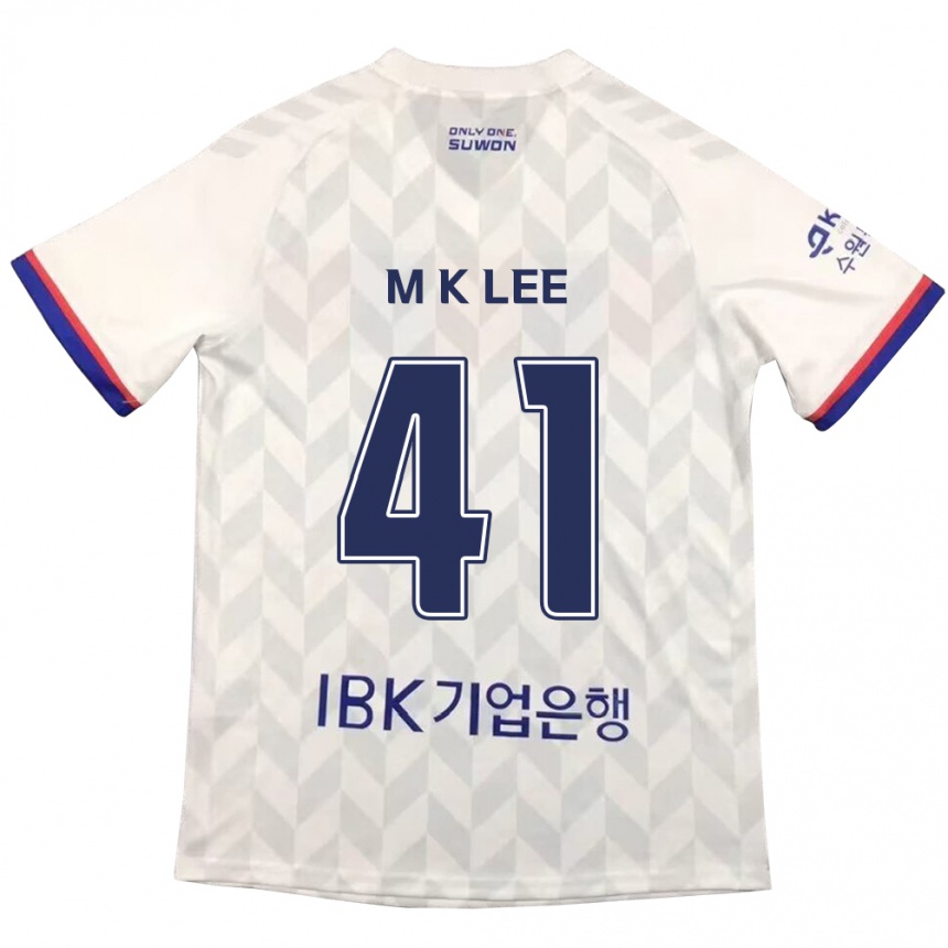 Kids Football Kyung-Min Lee #41 White Blue Away Jersey 2024/25 T-Shirt