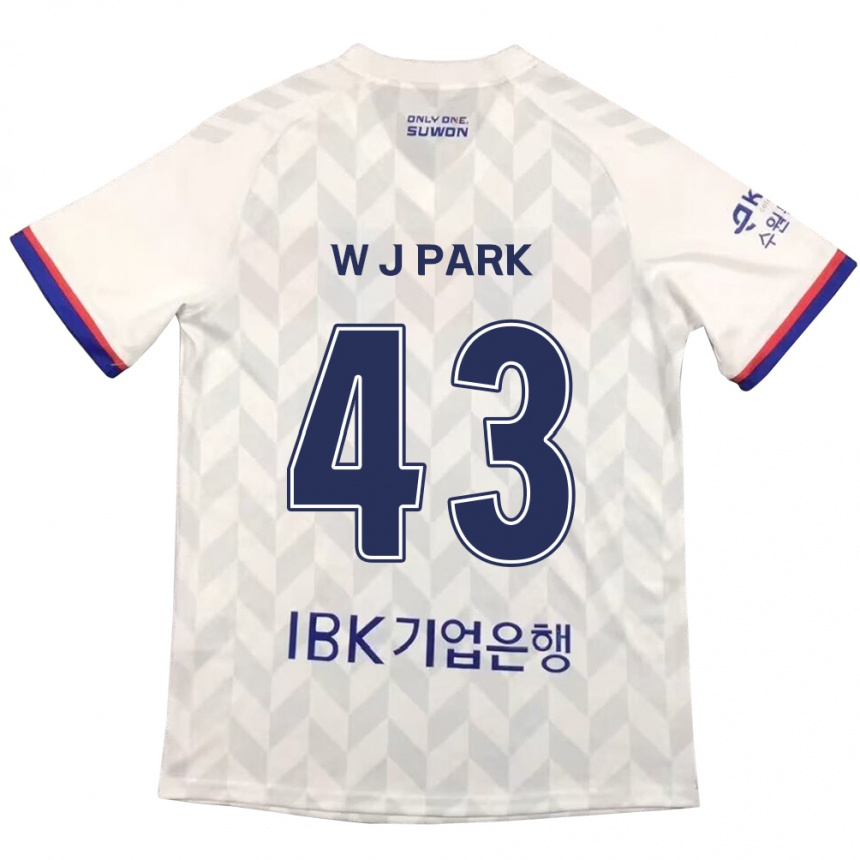 Kids Football Jin-Woo Park #43 White Blue Away Jersey 2024/25 T-Shirt