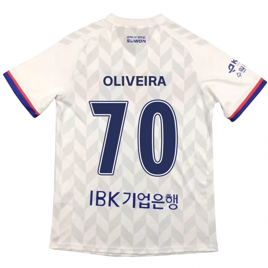 Kids Football Anderson Oliveira #70 White Blue Away Jersey 2024/25 T-Shirt