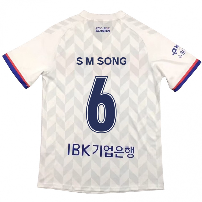 Kids Football Min-Seob Song #6 White Blue Away Jersey 2024/25 T-Shirt