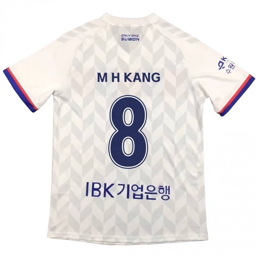 Kids Football Ho-Min Kang #8 White Blue Away Jersey 2024/25 T-Shirt