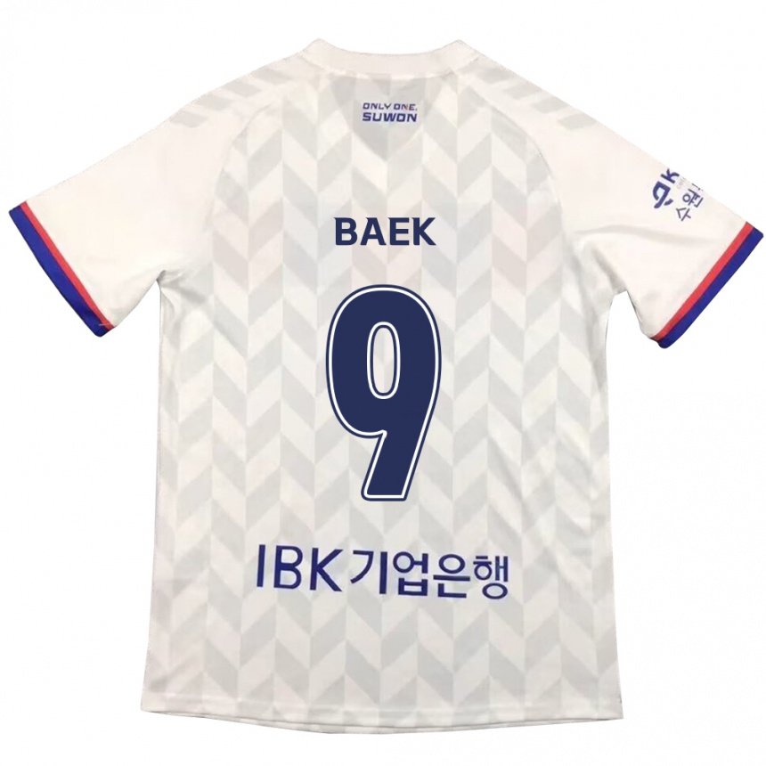 Kids Football Kyeong Baek #9 White Blue Away Jersey 2024/25 T-Shirt