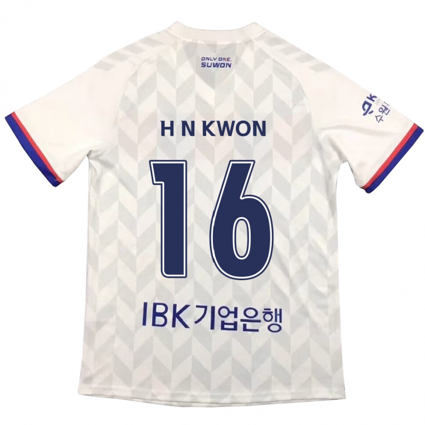 Kids Football Nam-Hoon Kwon #16 White Blue Away Jersey 2024/25 T-Shirt