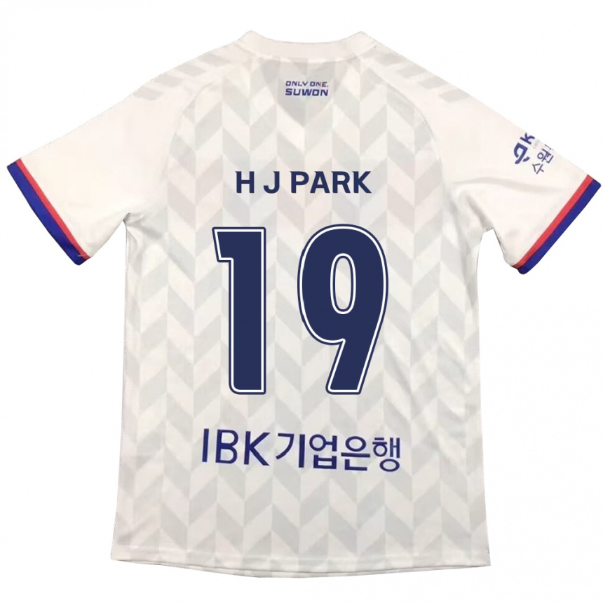 Kids Football Jun-Hui Park #19 White Blue Away Jersey 2024/25 T-Shirt