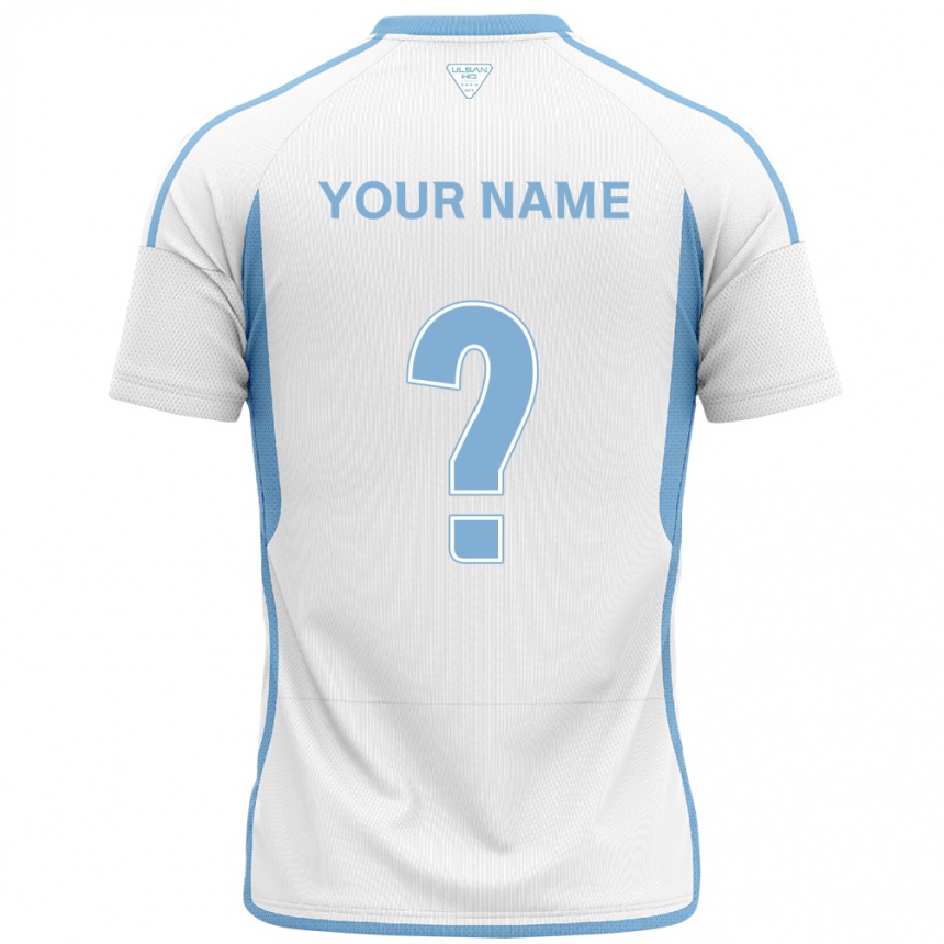 Kids Football Your Name #0 White Blue Away Jersey 2024/25 T-Shirt