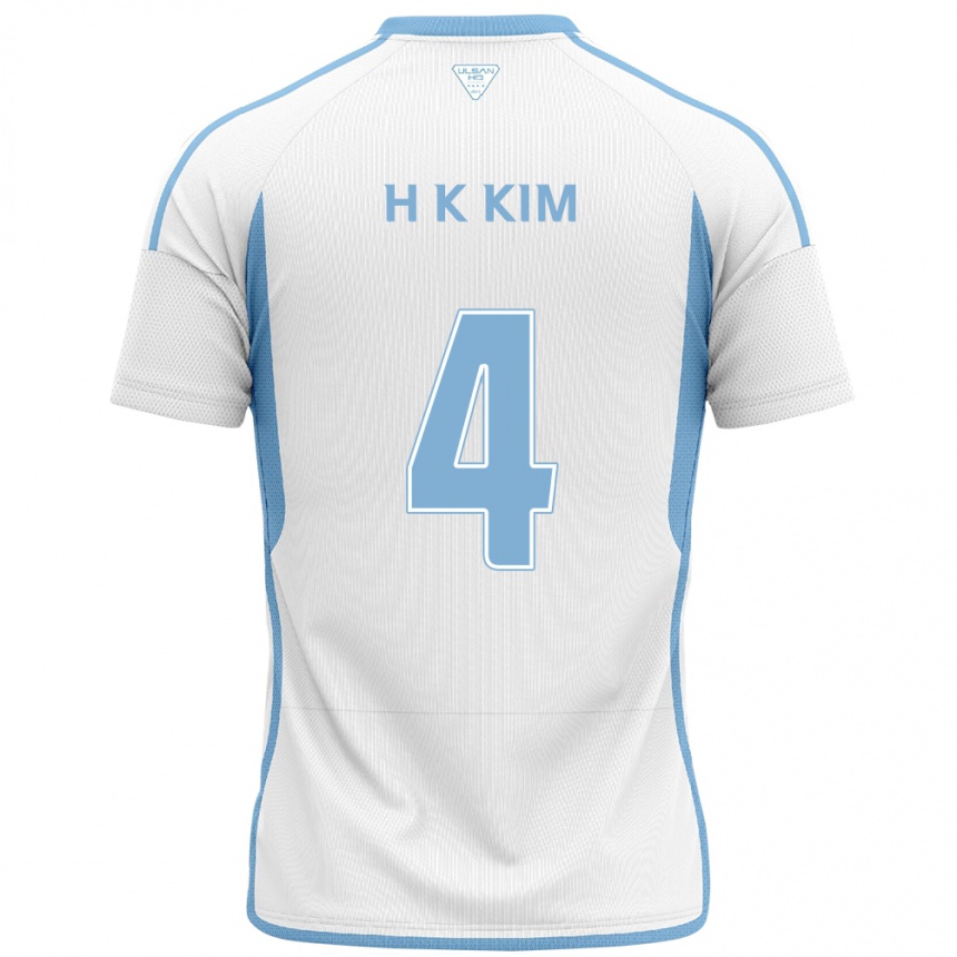 Kids Football Kee-Hee Kim #4 White Blue Away Jersey 2024/25 T-Shirt