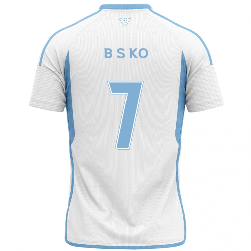 Kids Football Seung-Beom Ko #7 White Blue Away Jersey 2024/25 T-Shirt