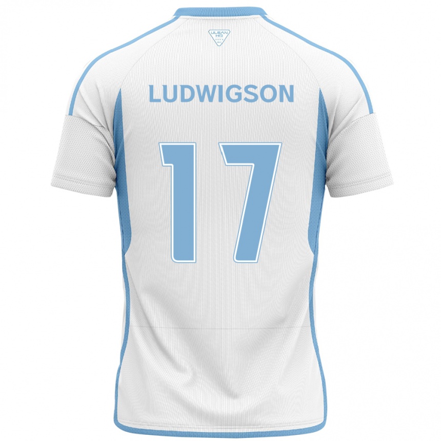 Kids Football Gustav Ludwigson #17 White Blue Away Jersey 2024/25 T-Shirt