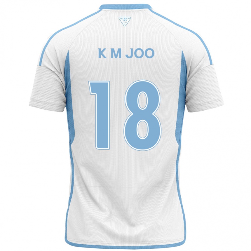 Kids Football Min-Kyu Joo #18 White Blue Away Jersey 2024/25 T-Shirt