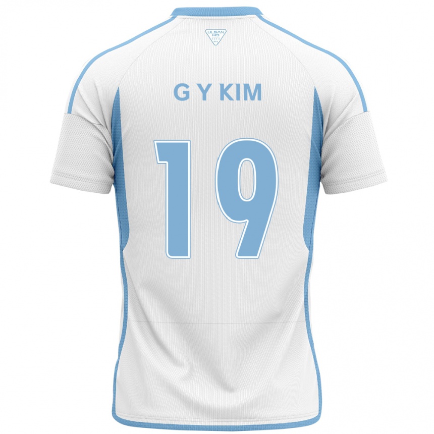 Kids Football Young-Gwon Kim #19 White Blue Away Jersey 2024/25 T-Shirt