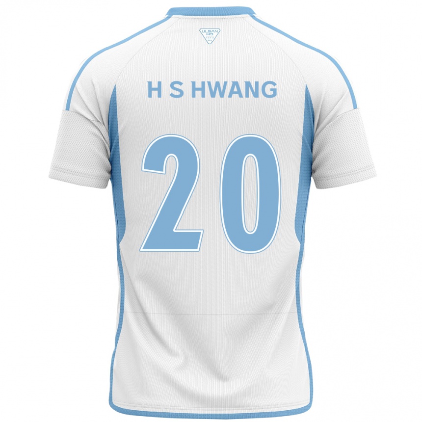 Kids Football Seok-Ho Hwang #20 White Blue Away Jersey 2024/25 T-Shirt