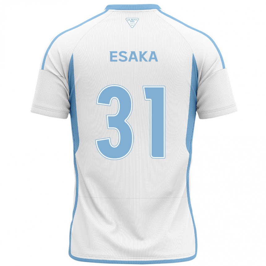 Kids Football Ataru Esaka #31 White Blue Away Jersey 2024/25 T-Shirt