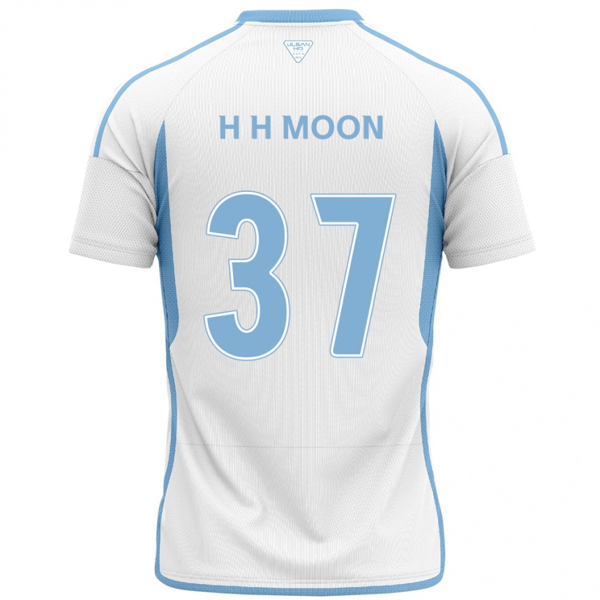 Kids Football Hyeon-Ho Moon #37 White Blue Away Jersey 2024/25 T-Shirt