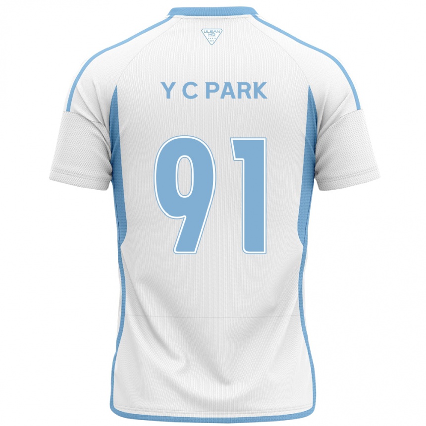 Kids Football Chu-Young Park #91 White Blue Away Jersey 2024/25 T-Shirt