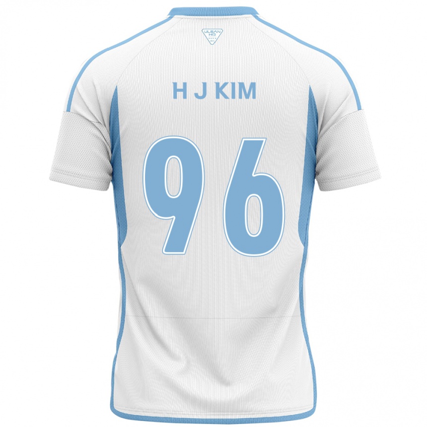 Kids Football Ji-Hyun Kim #96 White Blue Away Jersey 2024/25 T-Shirt