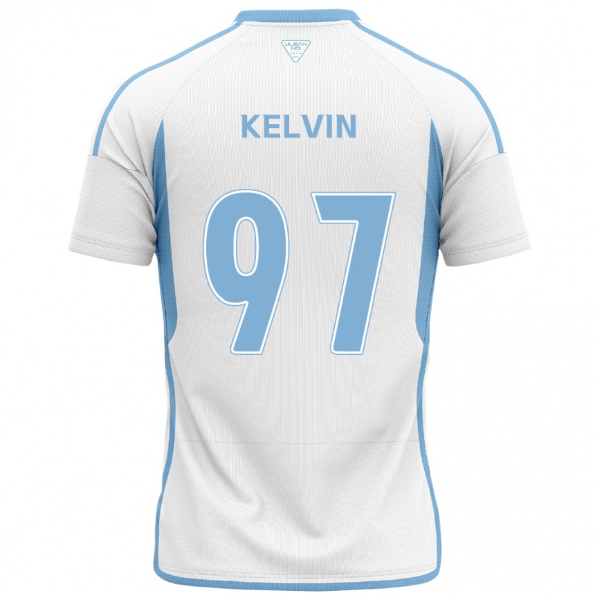 Kids Football Kelvin #97 White Blue Away Jersey 2024/25 T-Shirt