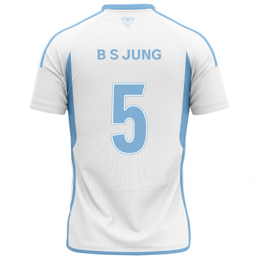 Kids Football Seong-Bin Jung #5 White Blue Away Jersey 2024/25 T-Shirt