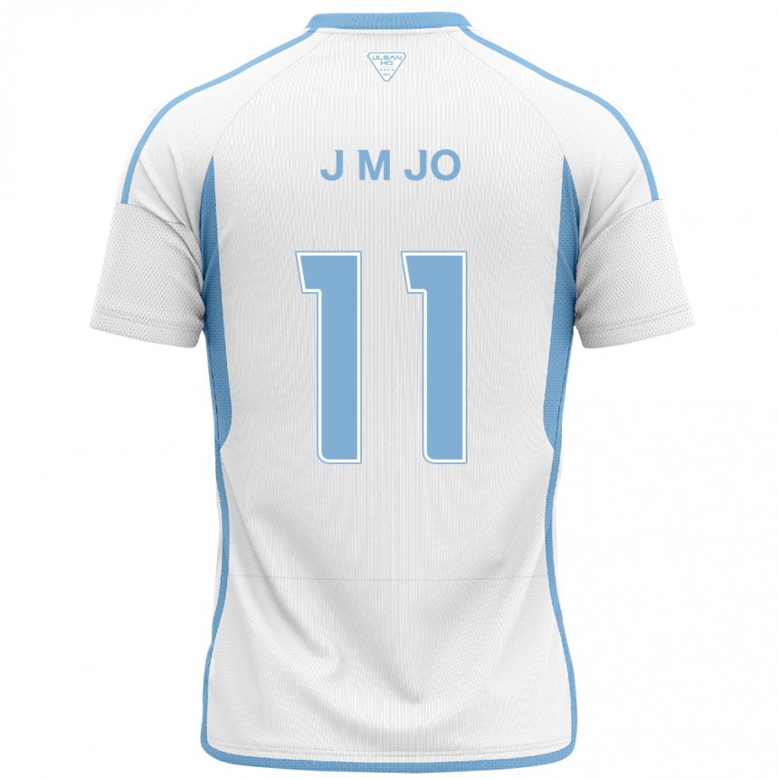 Kids Football Min-Jae Jo #11 White Blue Away Jersey 2024/25 T-Shirt