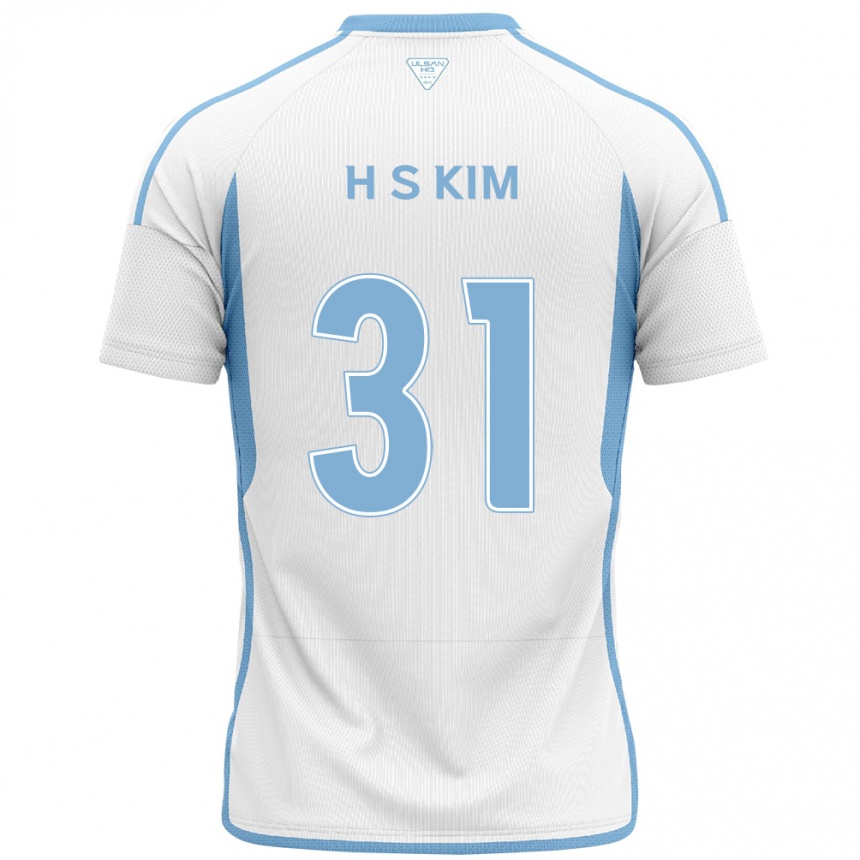 Kids Football Se-Hyoung Kim #31 White Blue Away Jersey 2024/25 T-Shirt