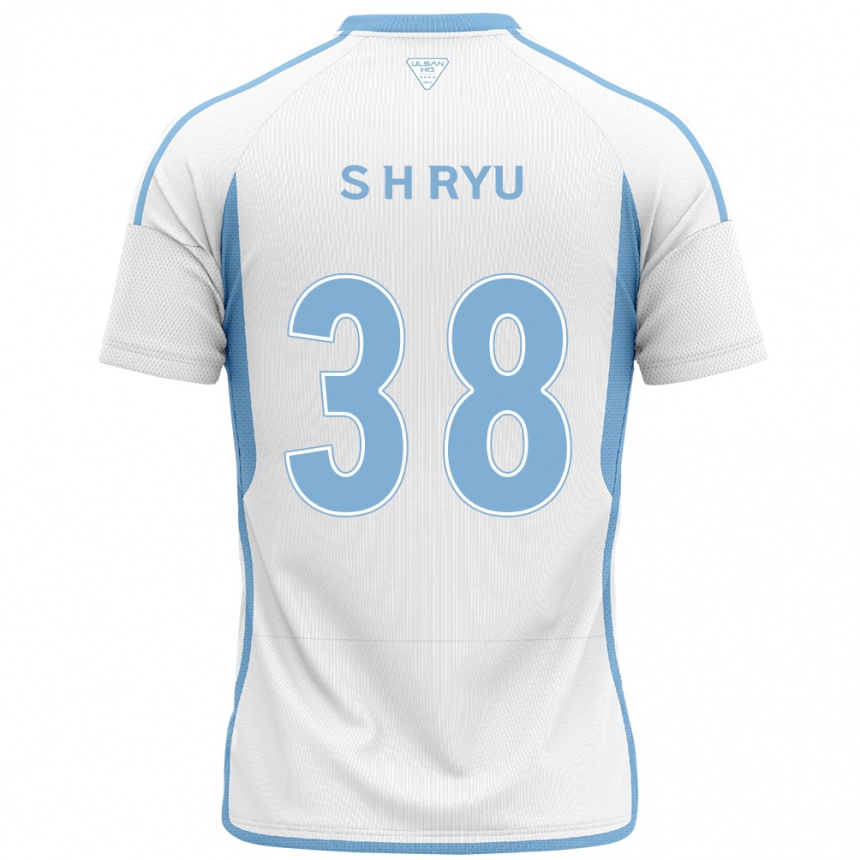 Kids Football Hye-Sung Ryu #38 White Blue Away Jersey 2024/25 T-Shirt