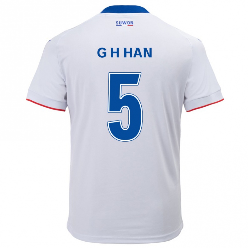 Kids Football Ho-Gang Han #5 White Blue Away Jersey 2024/25 T-Shirt