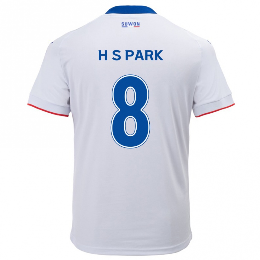 Kids Football Sang-Hyeok Park #8 White Blue Away Jersey 2024/25 T-Shirt