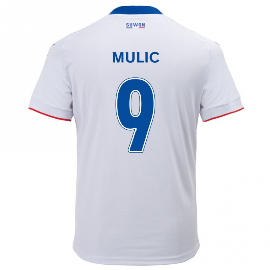 Kids Football Fejsal Mulic #9 White Blue Away Jersey 2024/25 T-Shirt