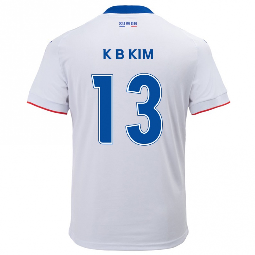 Kids Football Bo-Kyung Kim #13 White Blue Away Jersey 2024/25 T-Shirt