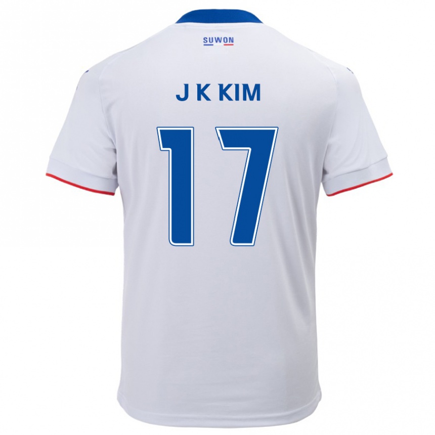 Kids Football Kyeong-Jung Kim #17 White Blue Away Jersey 2024/25 T-Shirt