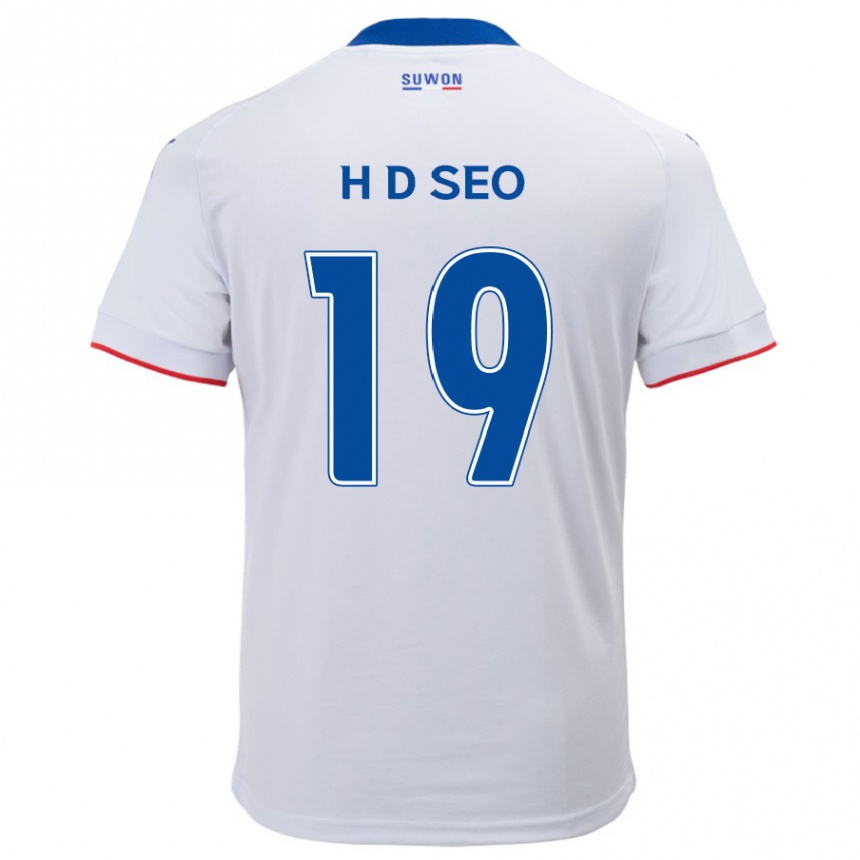 Kids Football Dong-Han Seo #19 White Blue Away Jersey 2024/25 T-Shirt