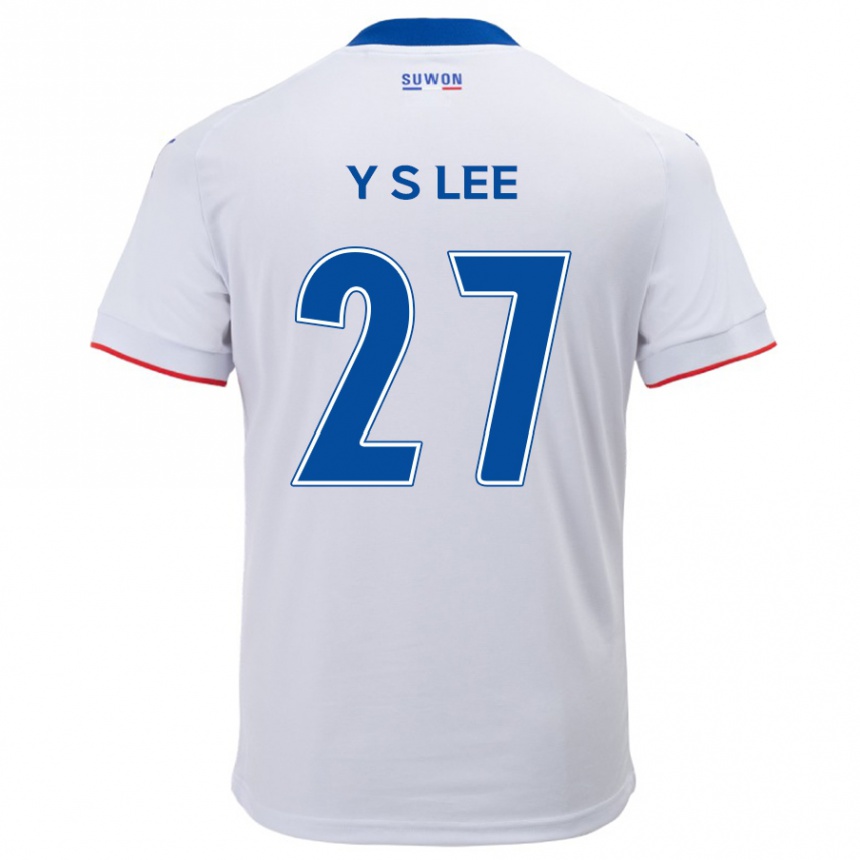 Kids Football Shi-Yeong Lee #27 White Blue Away Jersey 2024/25 T-Shirt