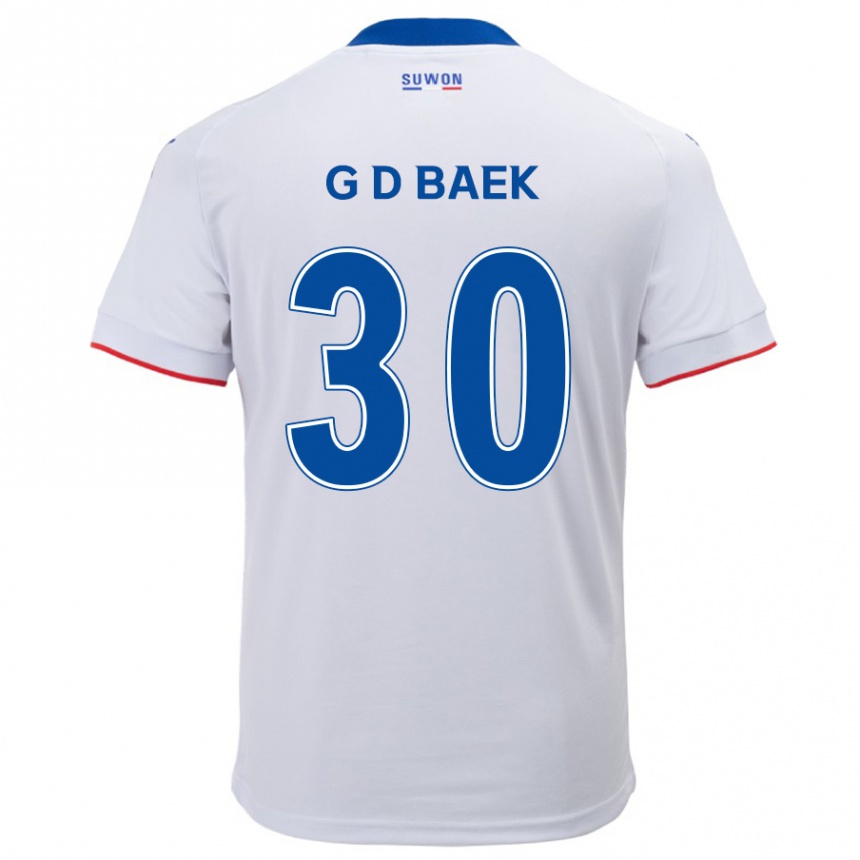 Kids Football Dong-Gyu Baek #30 White Blue Away Jersey 2024/25 T-Shirt