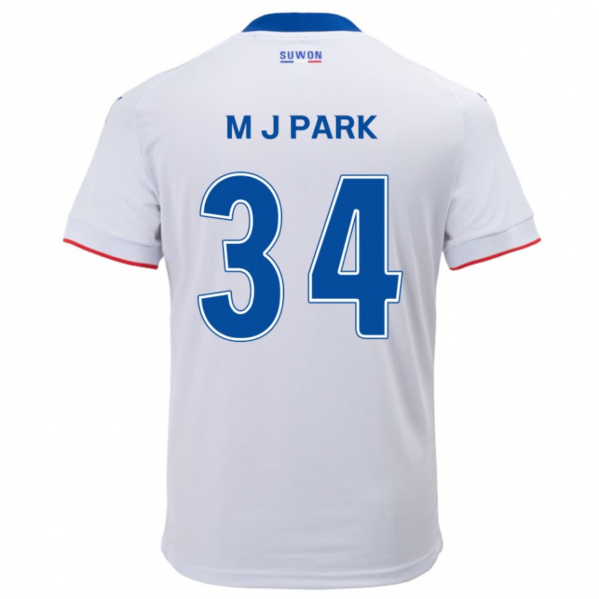 Kids Football Ji-Min Park #34 White Blue Away Jersey 2024/25 T-Shirt