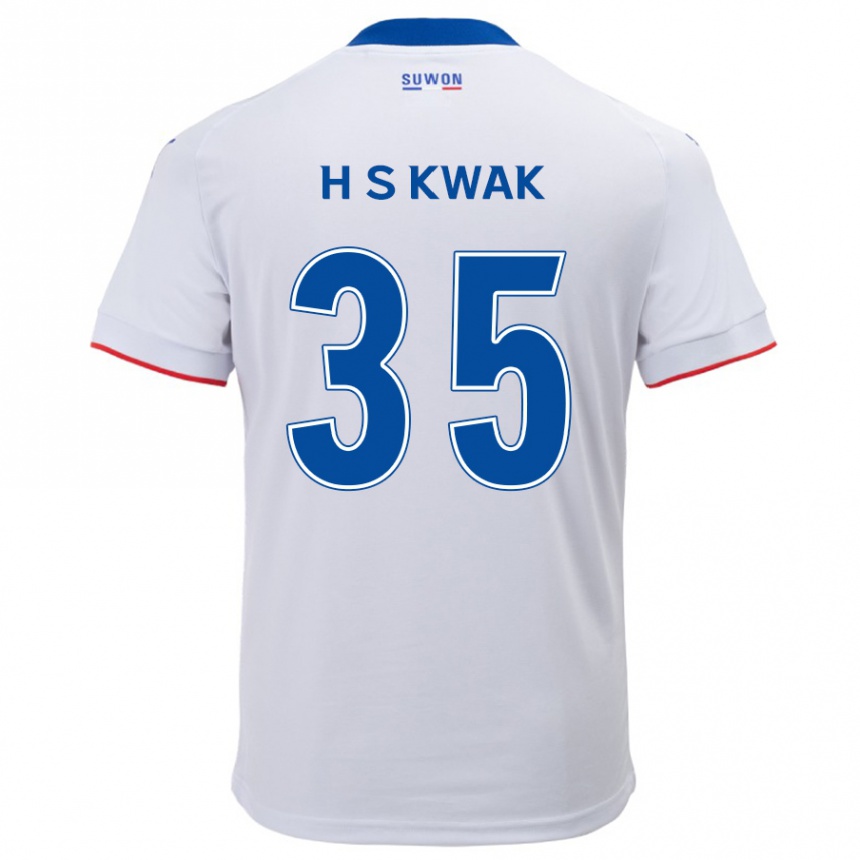 Kids Football Sung-Hoon Kwak #35 White Blue Away Jersey 2024/25 T-Shirt