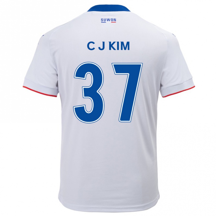 Kids Football Joo-Chan Kim #37 White Blue Away Jersey 2024/25 T-Shirt