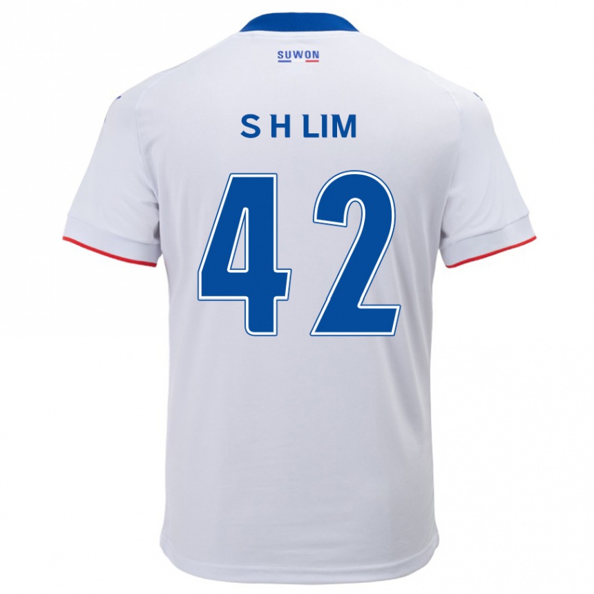 Kids Football Hyun-Sub Lim #42 White Blue Away Jersey 2024/25 T-Shirt