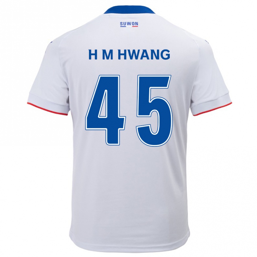 Kids Football Myung-Hyun Hwang #45 White Blue Away Jersey 2024/25 T-Shirt