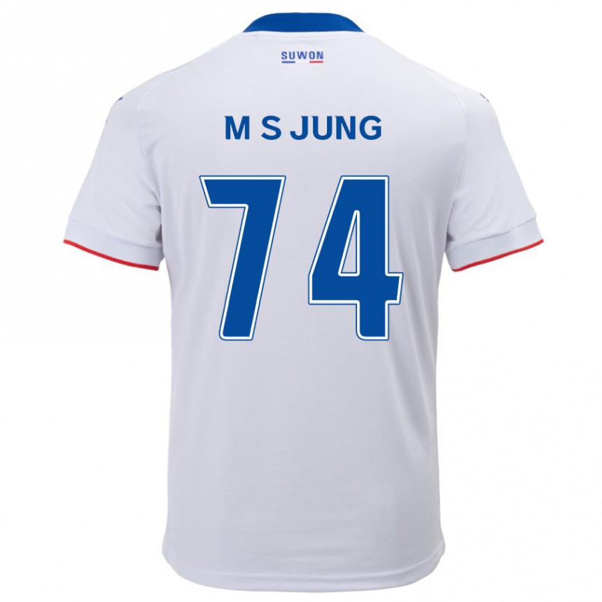 Kids Football Sung-Min Jung #74 White Blue Away Jersey 2024/25 T-Shirt