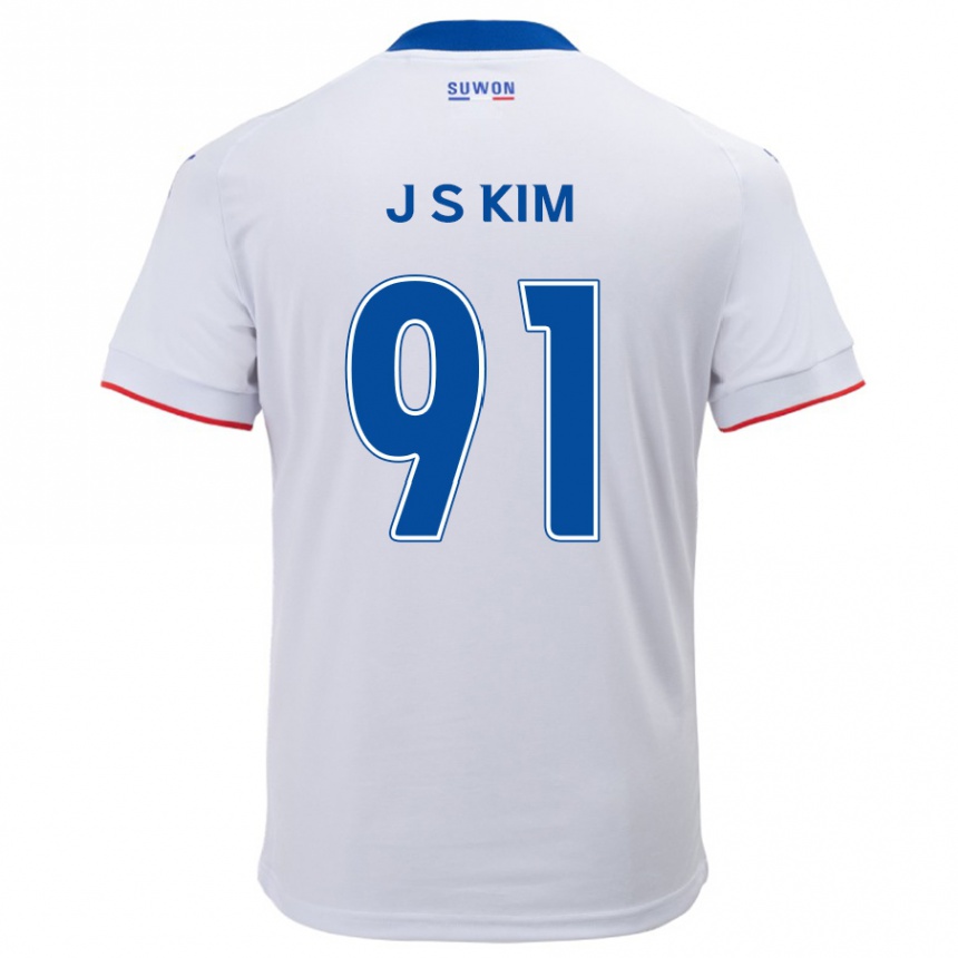 Kids Football Seong-Ju Kim #91 White Blue Away Jersey 2024/25 T-Shirt