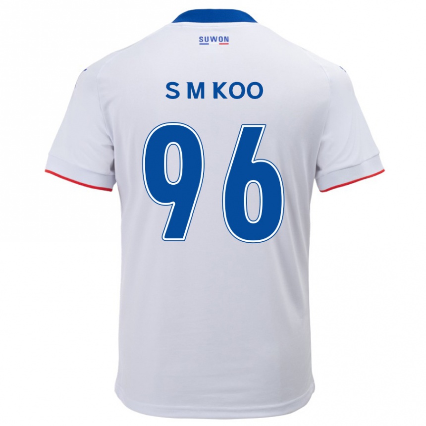 Kids Football Min-Seo Koo #96 White Blue Away Jersey 2024/25 T-Shirt