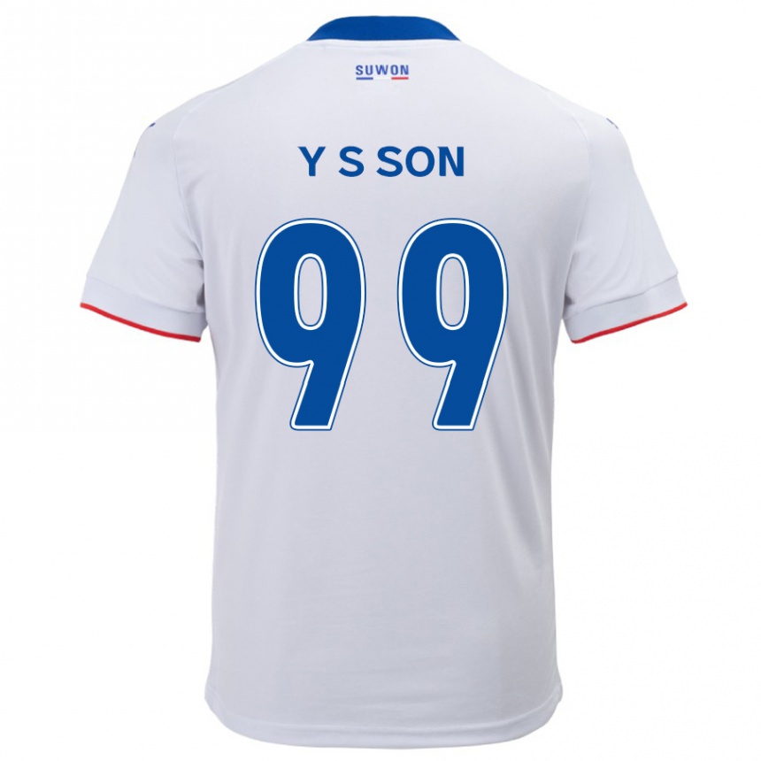 Kids Football Suk-Yong Son #99 White Blue Away Jersey 2024/25 T-Shirt