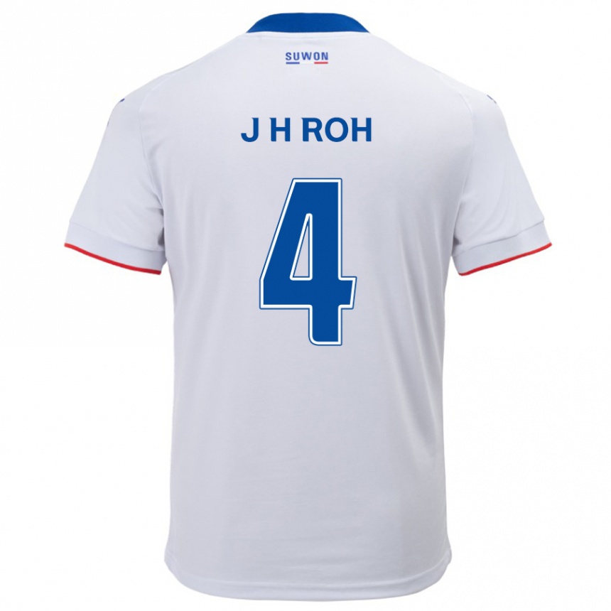 Kids Football Hyun-Jun Roh #4 White Blue Away Jersey 2024/25 T-Shirt