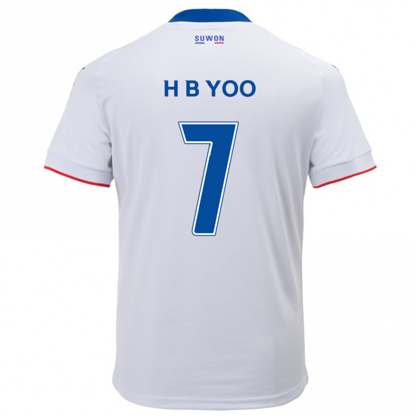 Kids Football Byung-Heon Yoo #7 White Blue Away Jersey 2024/25 T-Shirt