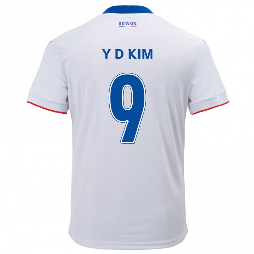 Kids Football Dong-Yeon Kim #9 White Blue Away Jersey 2024/25 T-Shirt