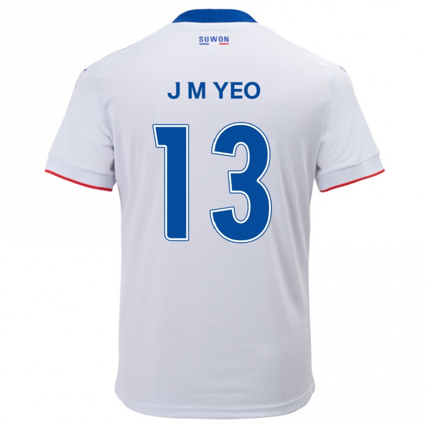 Kids Football Min-Jun Yeo #13 White Blue Away Jersey 2024/25 T-Shirt