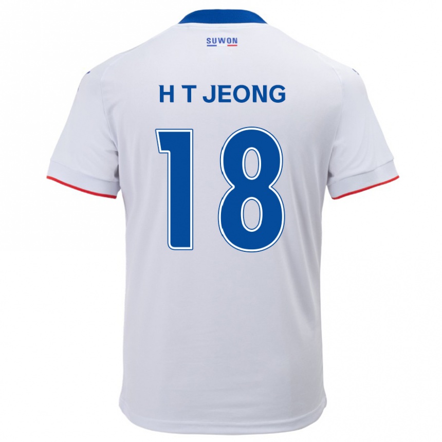 Kids Football Tae-Hwan Jeong #18 White Blue Away Jersey 2024/25 T-Shirt